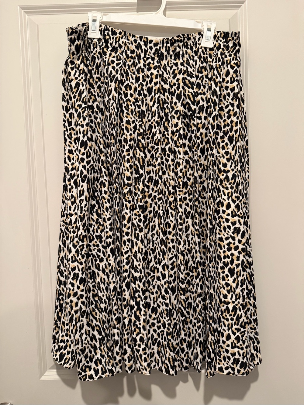 Jcrew Leopard Print A-Line Pleated Midi Skirt - Black, White & Tan